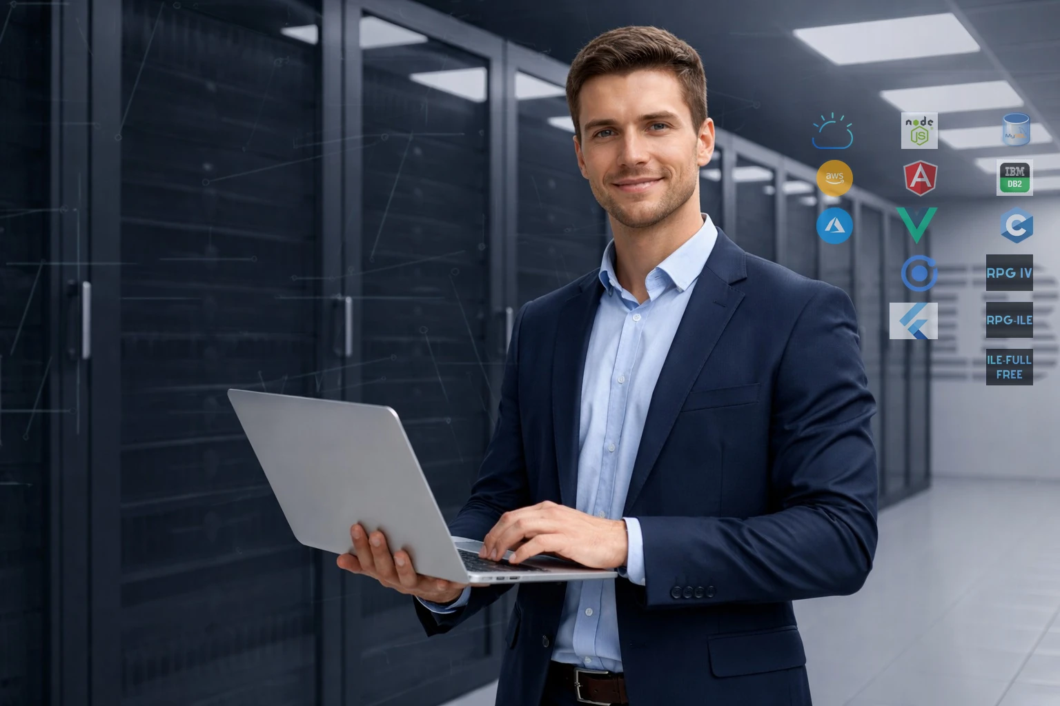 Especialista trabajando en infraestructura IBM i